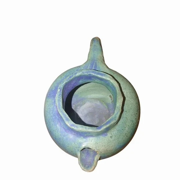 Handcraft Ceramic Teapot Rustic Green Blue Glaze Finish Unique Handmade Pottery